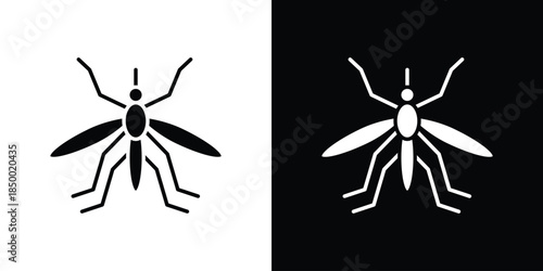 Mosquito icon, silhouette pictogram. black icon set