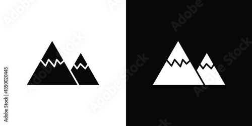 Mountain icon, silhouette pictogram. black icon set