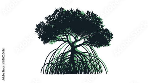 Tree Silhouette with Visible Roots.