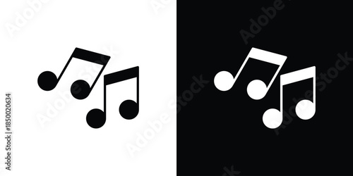 Music note icon, silhouette pictogram. black icon set