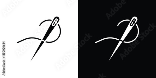 Needle icon, silhouette pictogram. black icon set