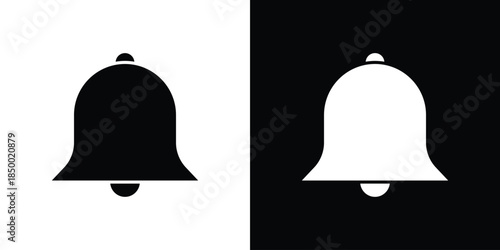 Notification bell icon, silhouette pictogram. black icon set