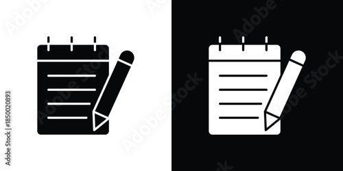 Notepad icon, silhouette pictogram. black icon set