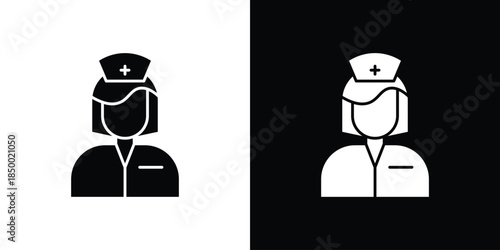 Nurse icon, silhouette pictogram. black icon set
