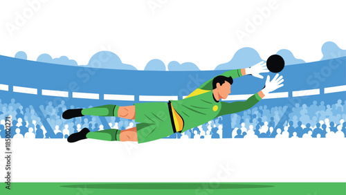 Goalkeeper diving save in stadium game