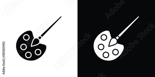 Palette icon, silhouette pictogram. black icon set
