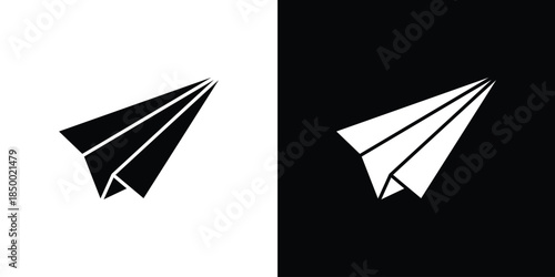 Paper plane icon, silhouette pictogram. black icon set