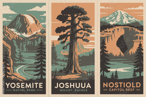 Vintage Travel Posters National Parks Yosemite Joshua Tree Capitol Reef Landmarks