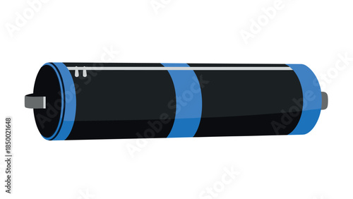 Yoga mat with blue stripes on white background in minimalist design