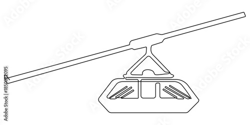 continuous line drawing of cable car.one line drawing of cable car transportation in mountainous areas for tourism.single line vector illustration.isolated white background.