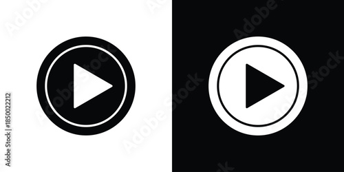 Play button icon, silhouette pictogram. black icon set