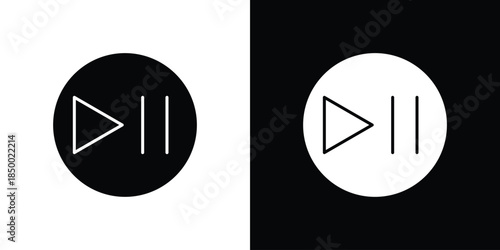 Play pause icon, silhouette pictogram. black icon set