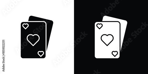 Playing cards icon, silhouette pictogram. black icon set