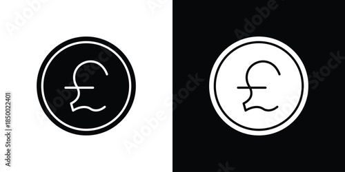 Pound icon, silhouette pictogram. black icon set