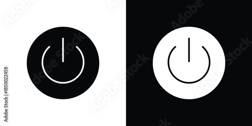 Power button icon, silhouette pictogram. black icon set