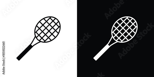 Racket icon, silhouette pictogram. black icon set