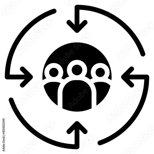 Collaboration, organization, trust, social, collaboration, people, dea sharing, crowdsourcing, knowledge exchange, brainstorming, partnerships, outline icon glyph, solid vector design illustrator	
