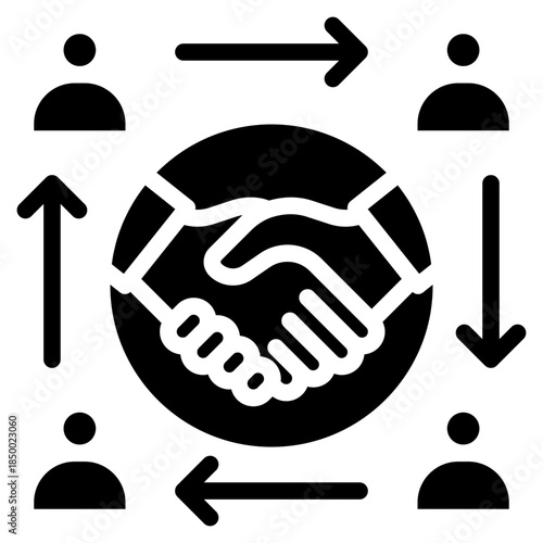 Collaboration, organization, trust, social, collaboration, people, dea sharing, crowdsourcing, knowledge exchange, brainstorming, partnerships, outline icon glyph, solid vector design illustrator	