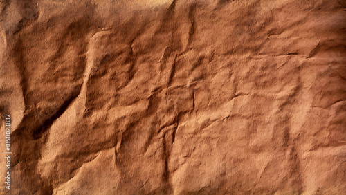 Crinkled brown paper texture in natural light setting for crafts. Old vintage crumpled paper. Vector design.