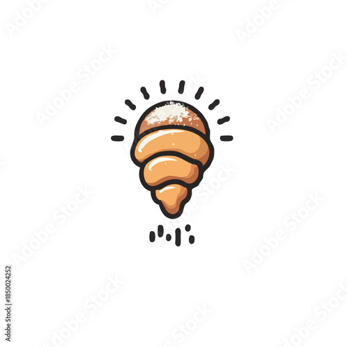 Innovative pastry creation, a fusion of croissant and ice cream cone, idea and creativity symbol