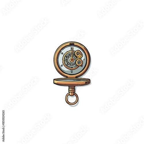 Intricate clockwork mechanism illustration featuring gears timekeeping precision in a vintage