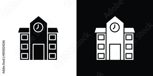 school icon, silhouette pictogram. black icon set
