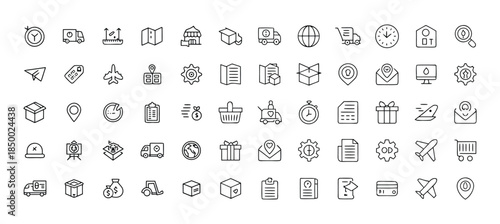 Logistics and Delivery E-commerce Line Icons Collection