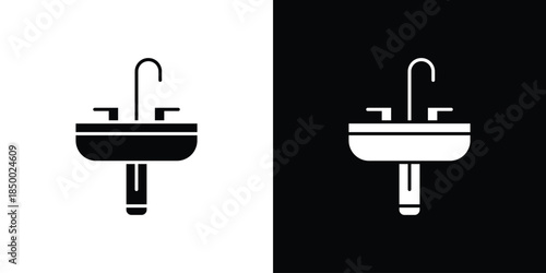Sink icon, silhouette pictogram. black icon set