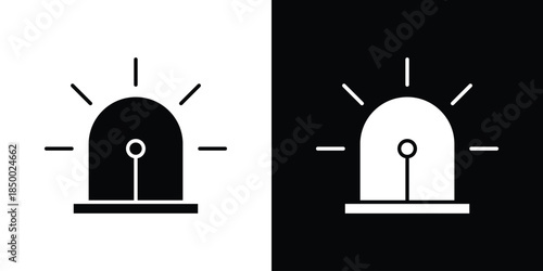 Siren icon, silhouette pictogram. black icon set