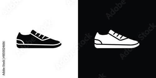 Sneaker icon, silhouette pictogram. black icon set