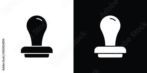Stamp icon, silhouette pictogram. black icon set