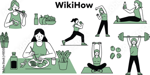 Healthy Lifestyle Guide WikiHow Style Vector Illustration