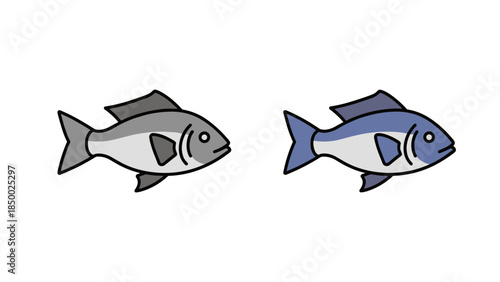 Two Cartoon Fish Side by Side.