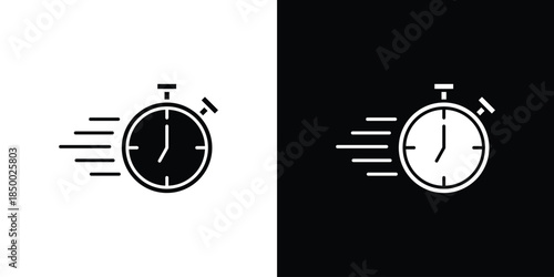 Time fast icon, silhouette pictogram. black icon set
