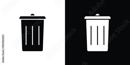 Trash Bin icon, silhouette pictogram. black icon set