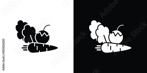 Vegetable icon, silhouette pictogram. black icon set