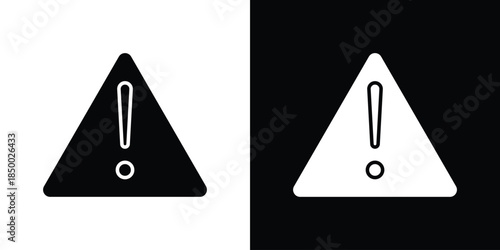 Warning icon, silhouette pictogram. black icon set