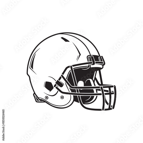 American football helmet with faceguard in black and white