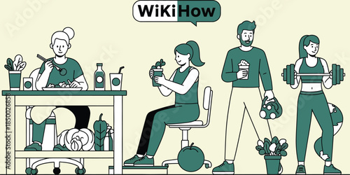 Healthy Lifestyle Guide WikiHow Style Vector Illustration