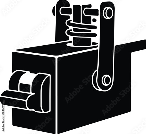 Silhouette mechanical industrial circuit breaker switch component device Vector Illustration