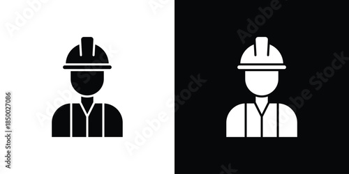 Worker icon, silhouette pictogram. black icon set