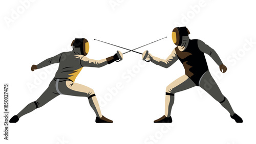 Dynamic fencing duel in minimalist style