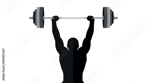Silhouette of a weightlifter lifting a barbell with strength and power