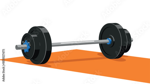 3d barbell on orange mat for fitness and weightlifting enthusiasts