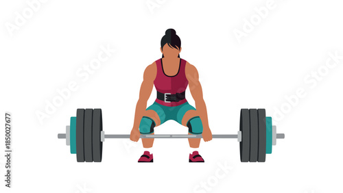 Woman powerlifting in flat style fitness illustration
