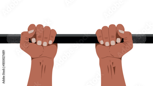 Hands gripping barbell in close-up for fitness and strength training inspiration