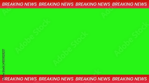 Red scrolling breaking news banner animation with seamless movement on green screen