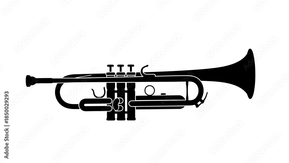 Naklejka premium Black silhouette of a trumpet musical instrument