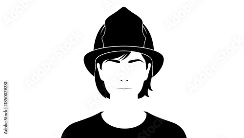 Firefighter Head Silhouette Vector Graphic
