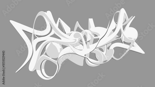 White Abstract Sculpture with Curved Shapes.